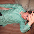 ralph lauren green and blue stripey oxford shirt