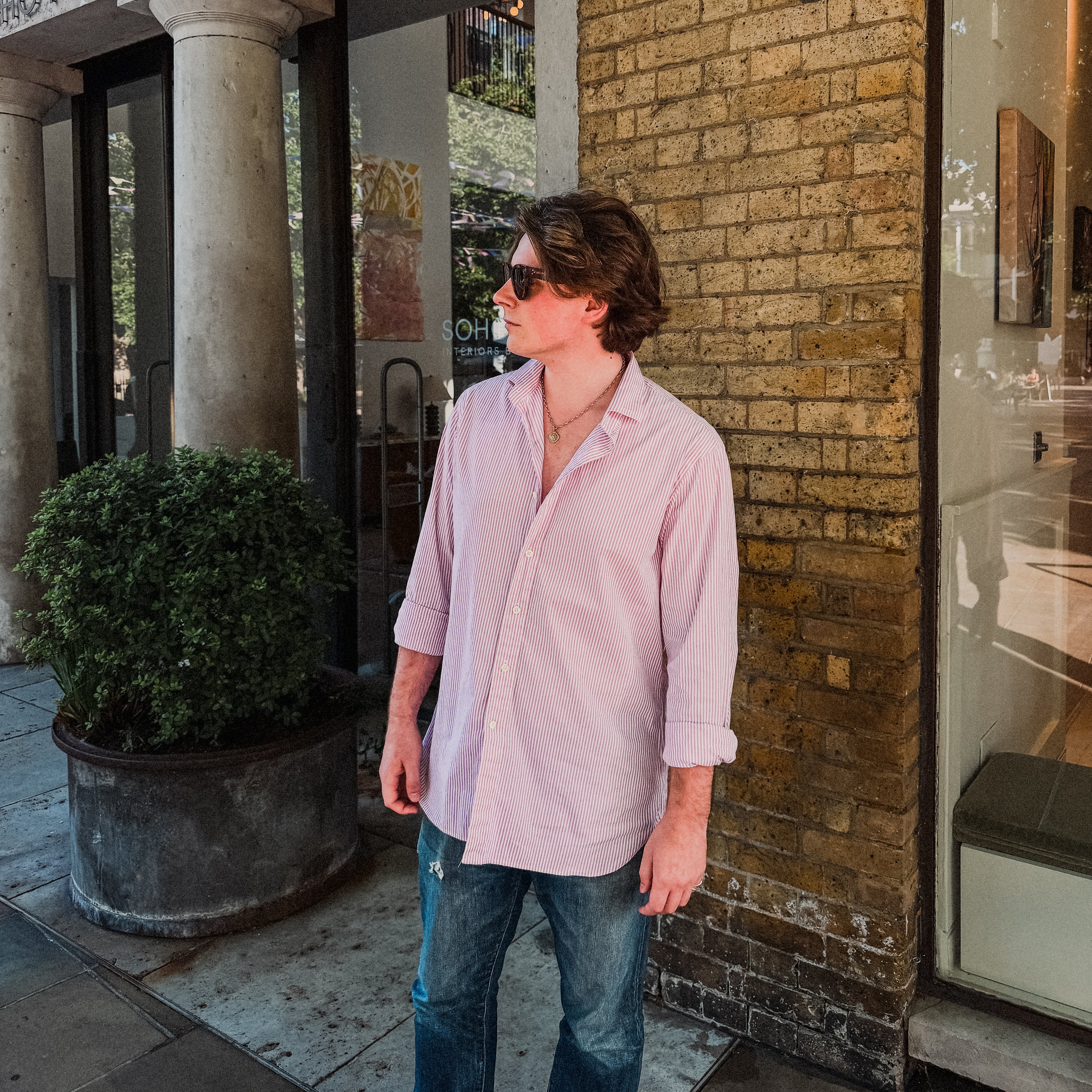 ralph lauren pink stripey shirt