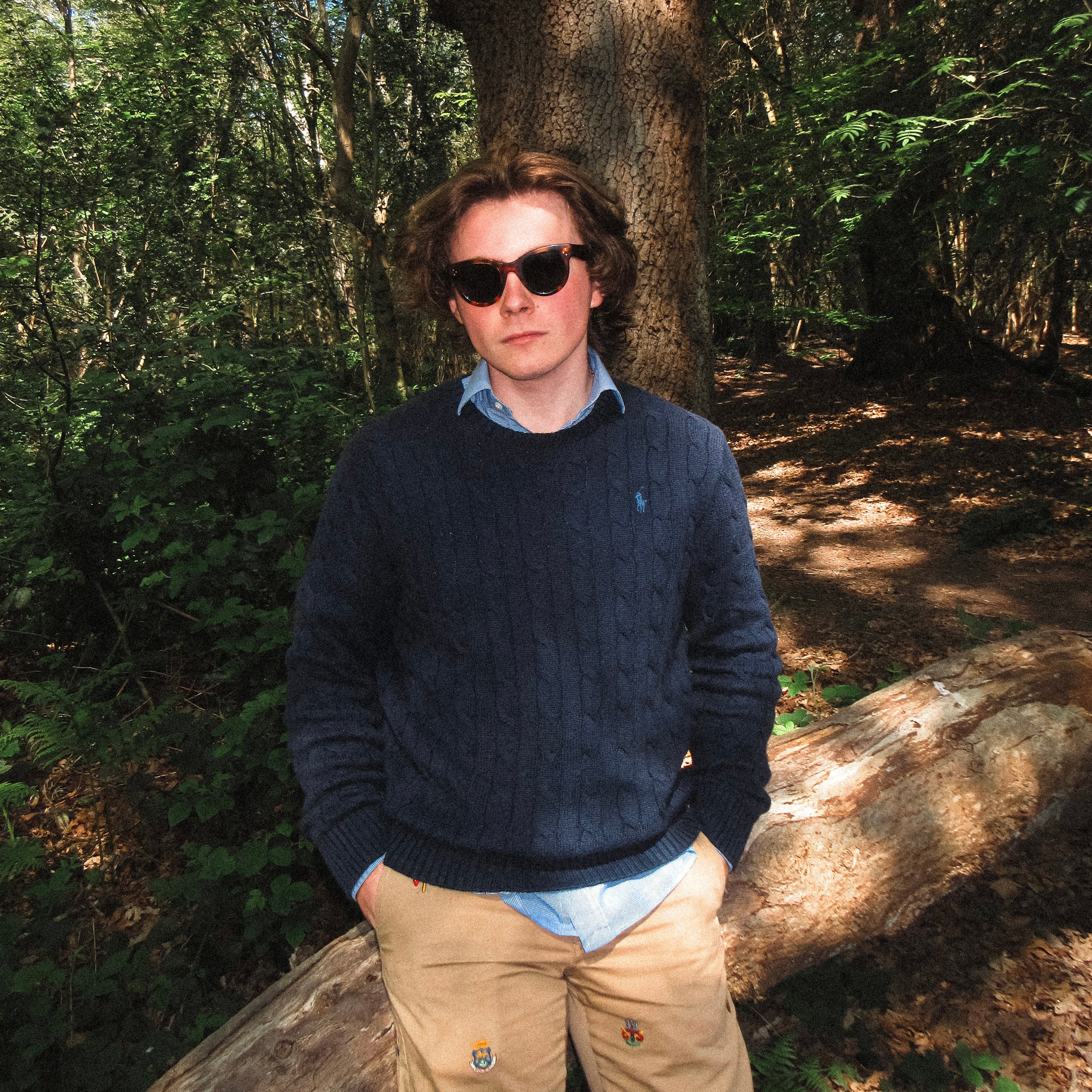 ralph lauren navy cable-knit jumper