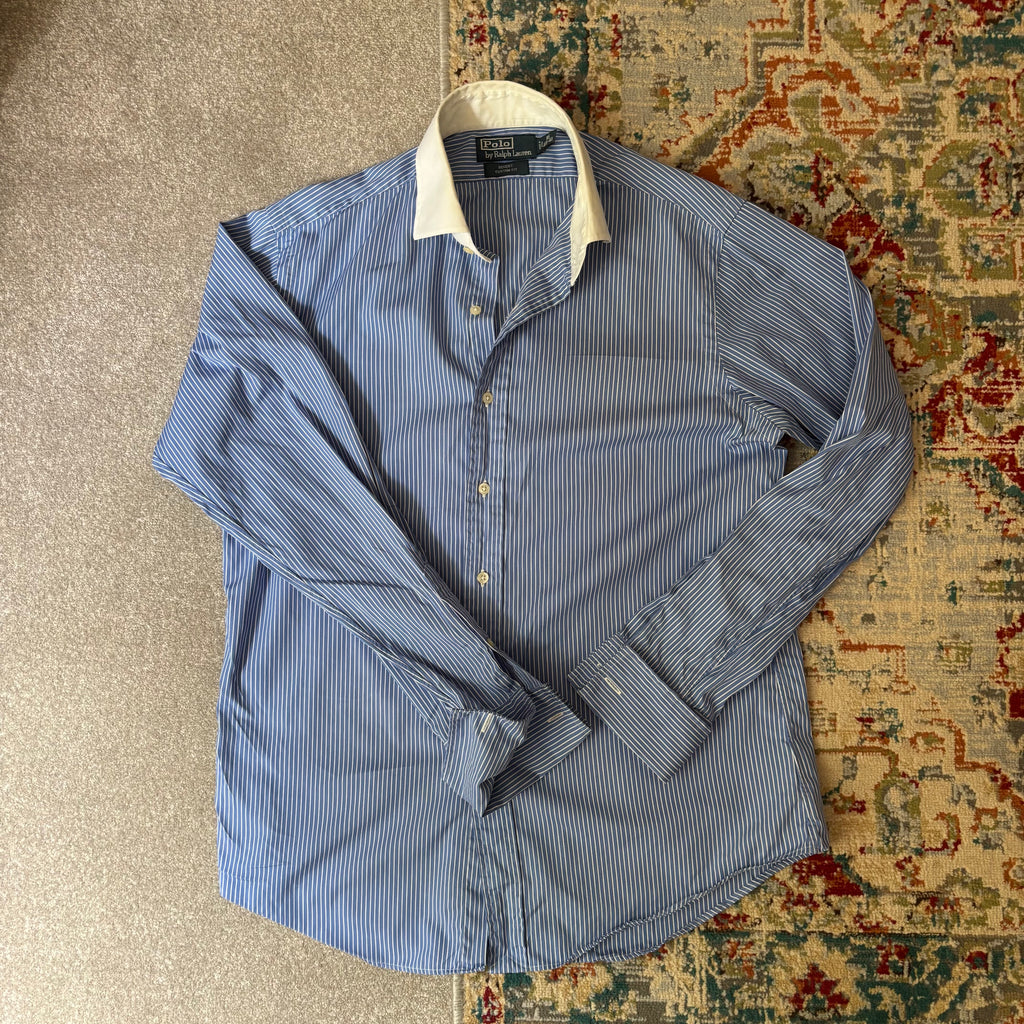 ralph lauren blue stripey “regent” shirt