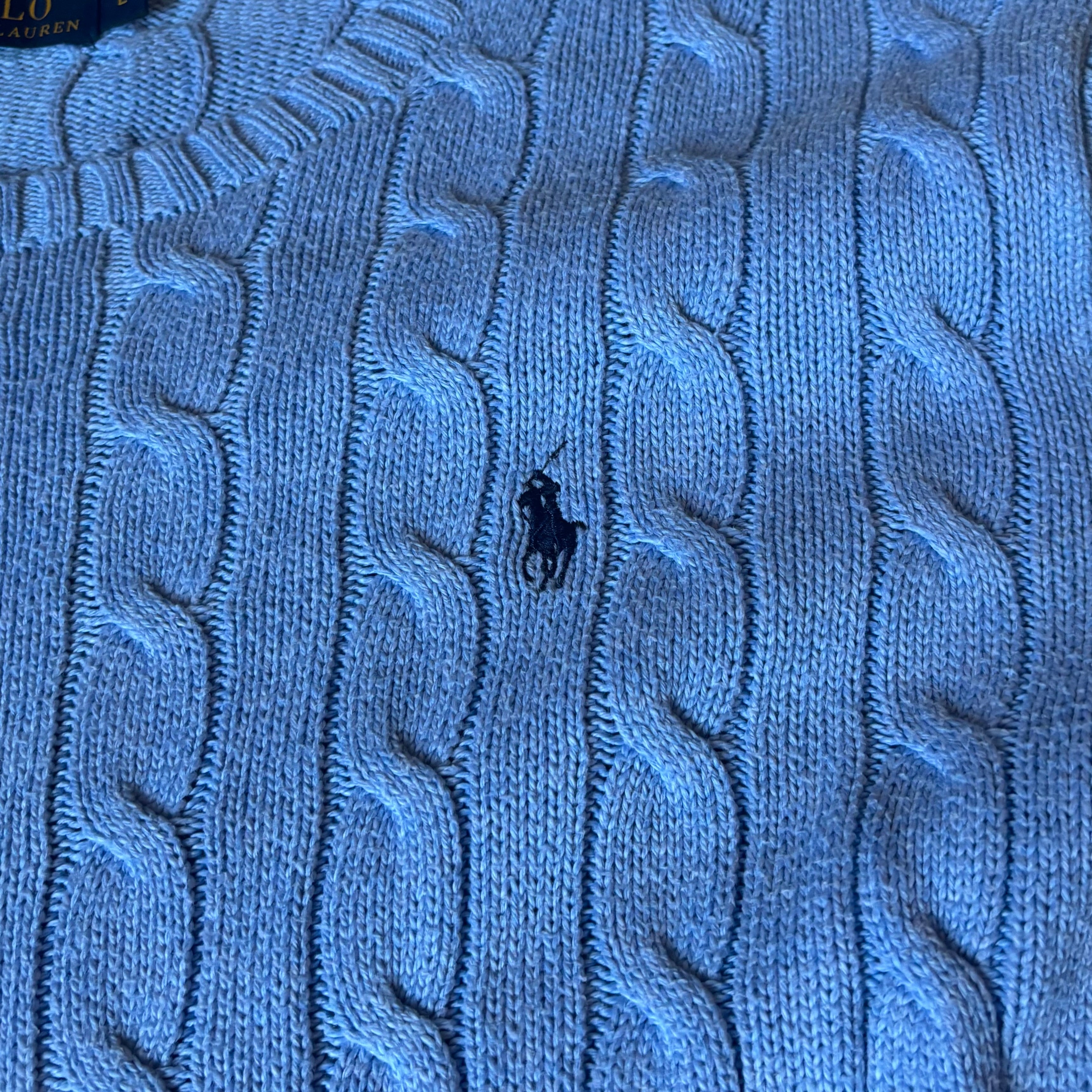ralph lauren light blue cable-knit jumper
