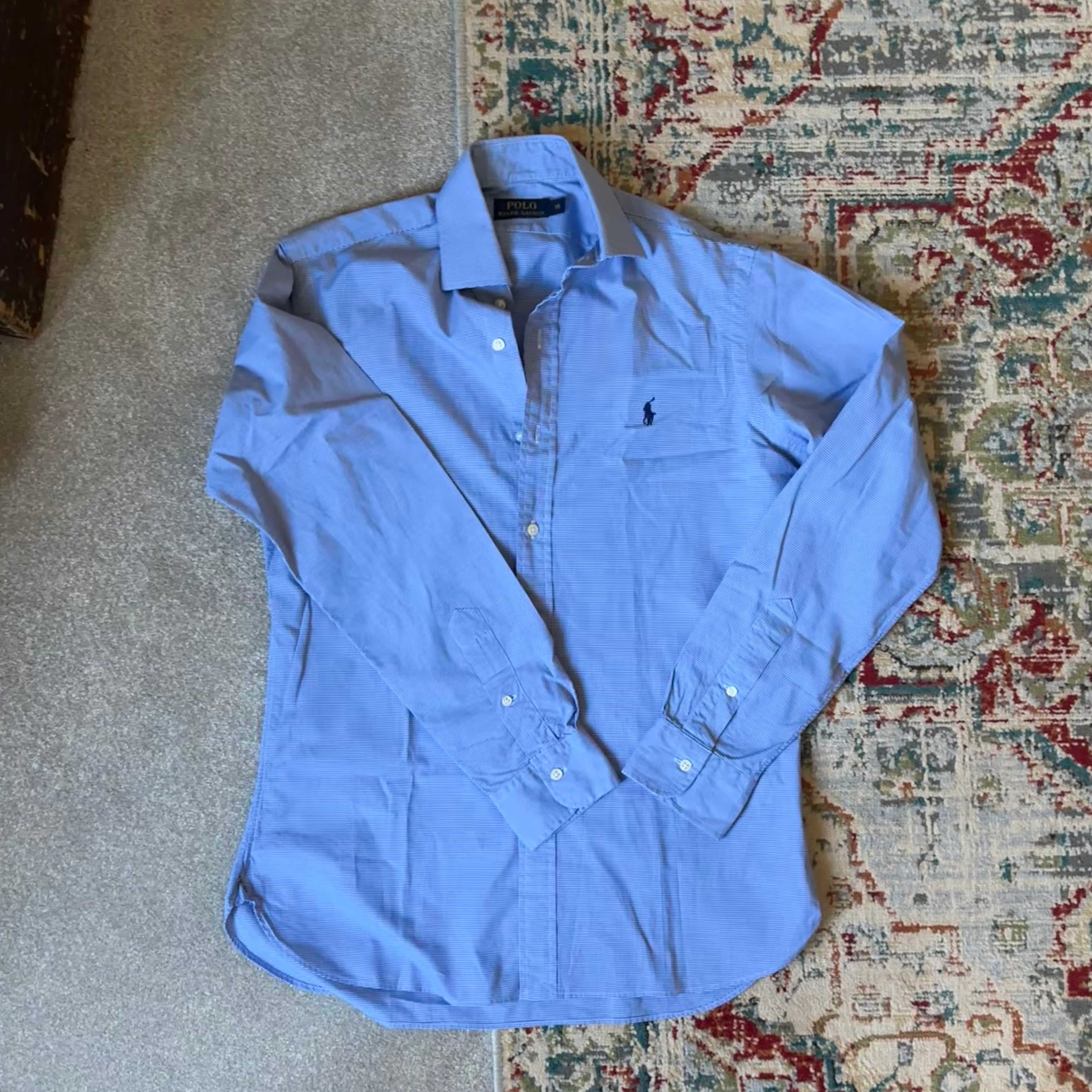 ralph lauren (fine checked) blue shirt