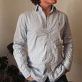 ralph lauren white and blue stripey shirt