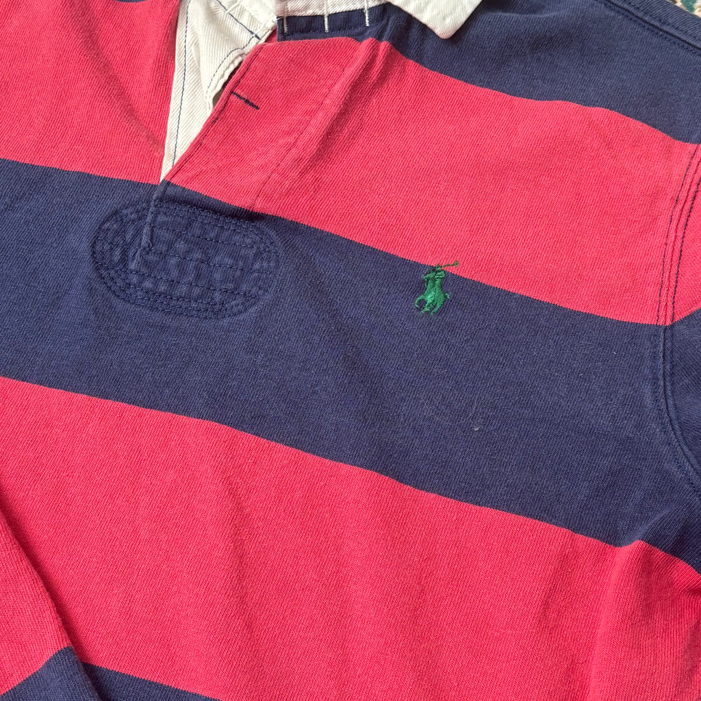 ralph lauren red and navy rugby shirt