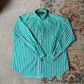 ralph lauren green and white striped oxford shirt