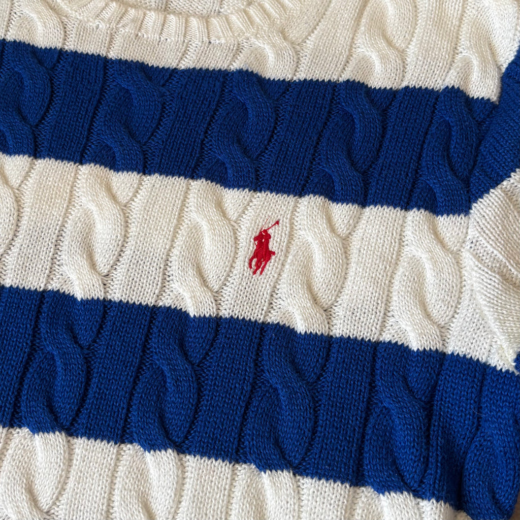 ralph lauren stripey cable-knit jumper