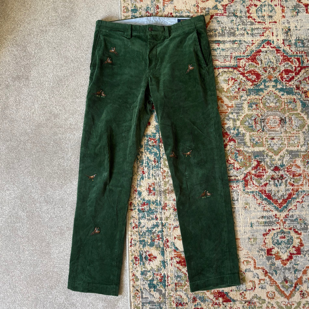 ralph lauren mallard duck green embroidered trousers
