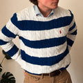 ralph lauren stripey cable-knit jumper