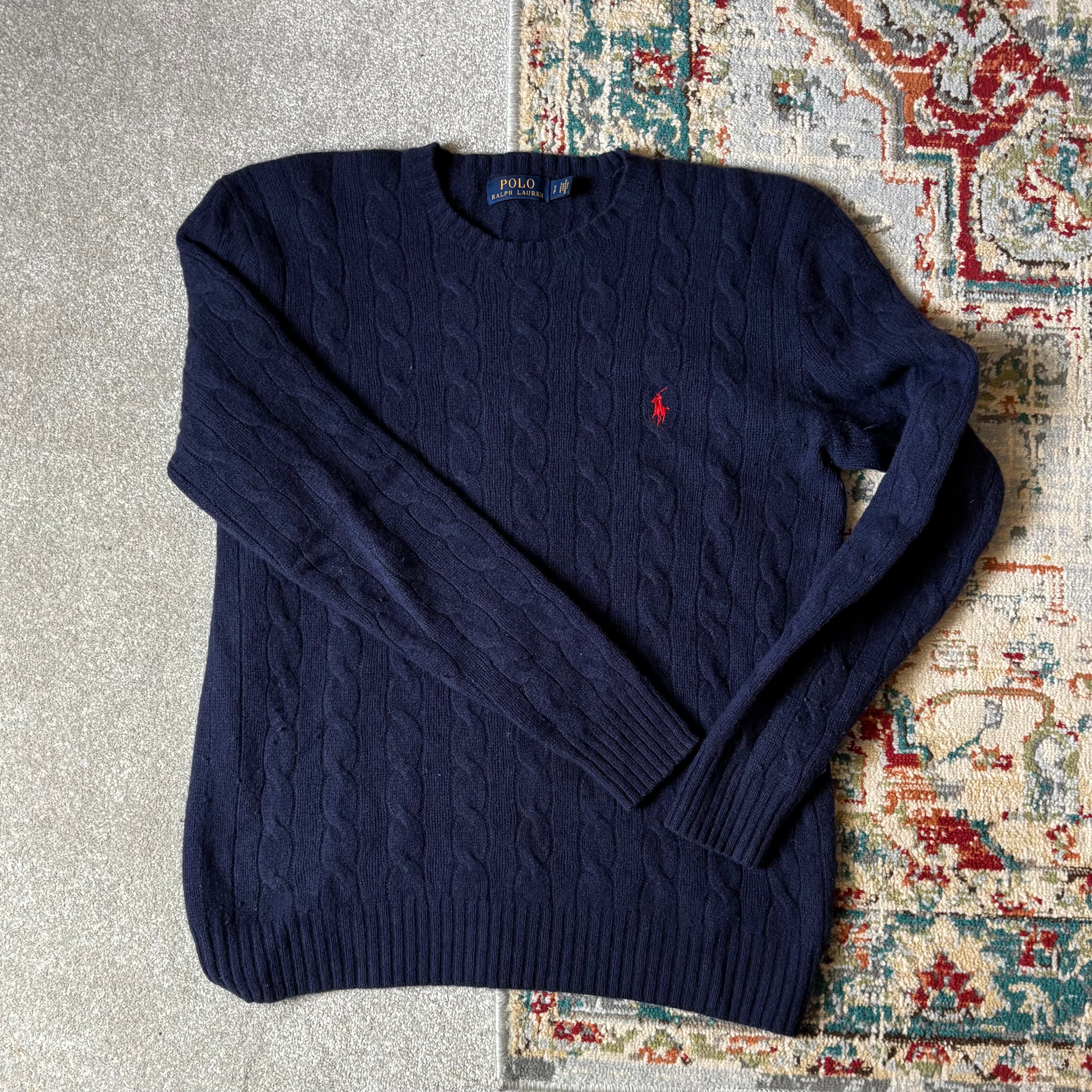 ralph lauren navy cable-knit jumper