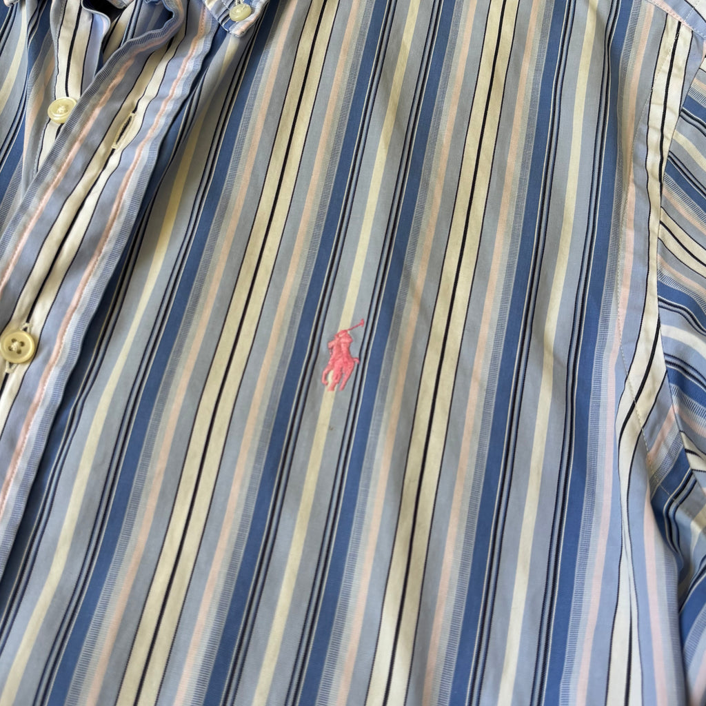 ralph lauren light blue and white stripey oxford shirt