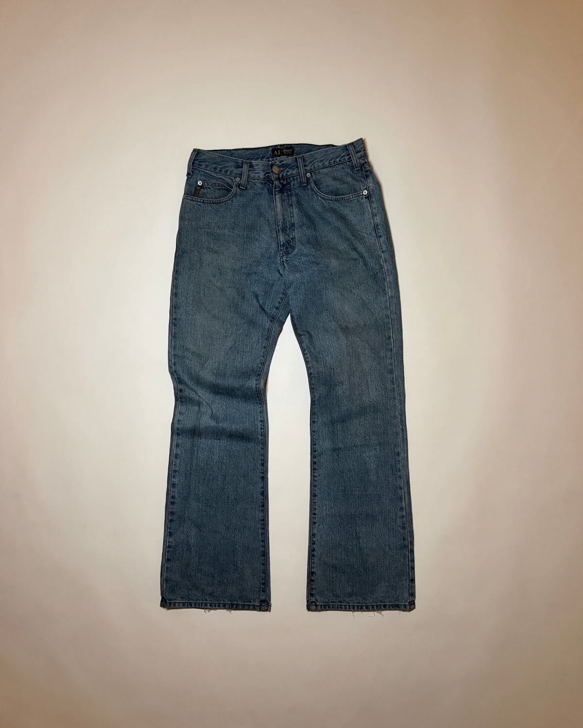 armani jeans blue light wash boot-cut jeans