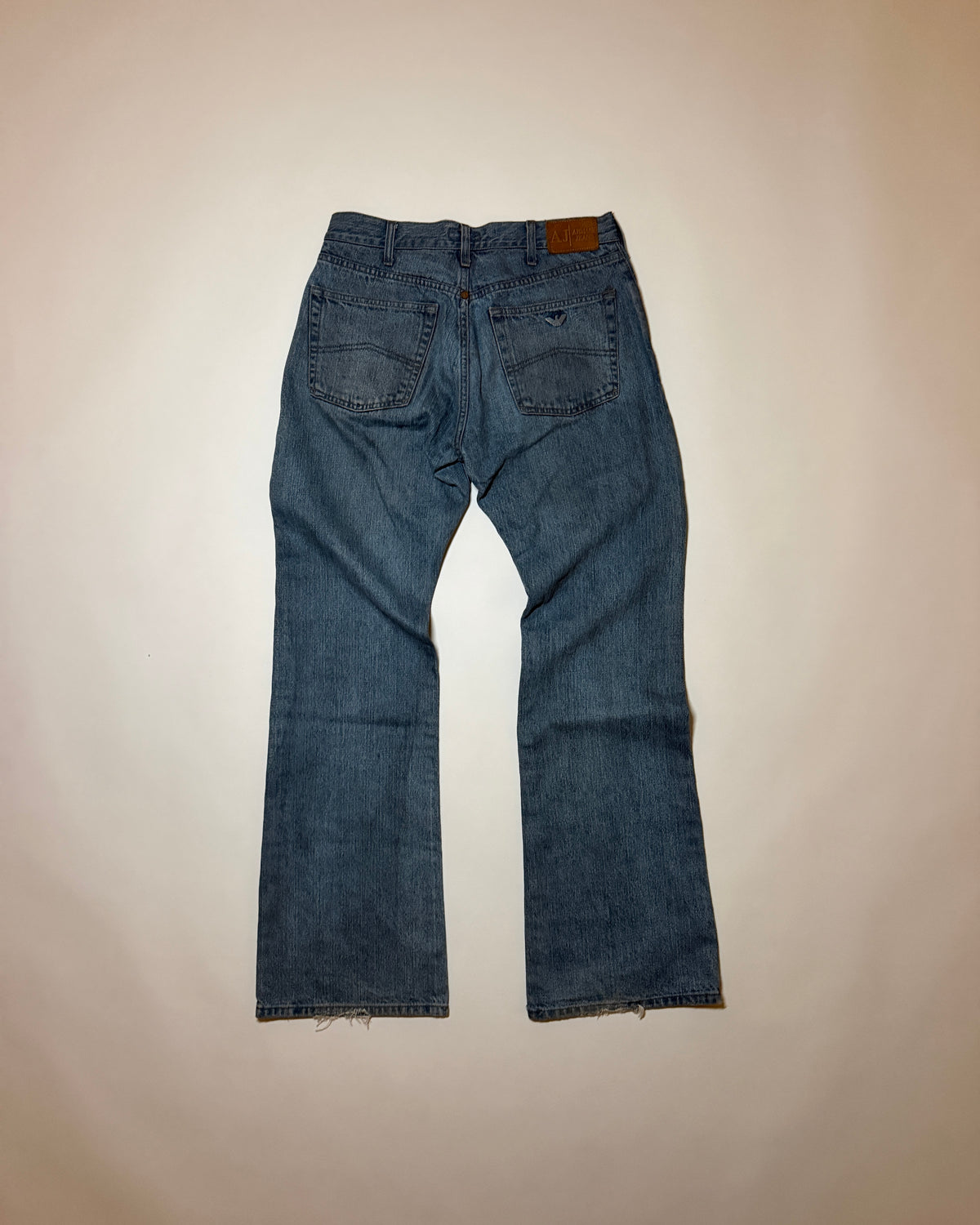 armani jeans blue light wash boot-cut jeans