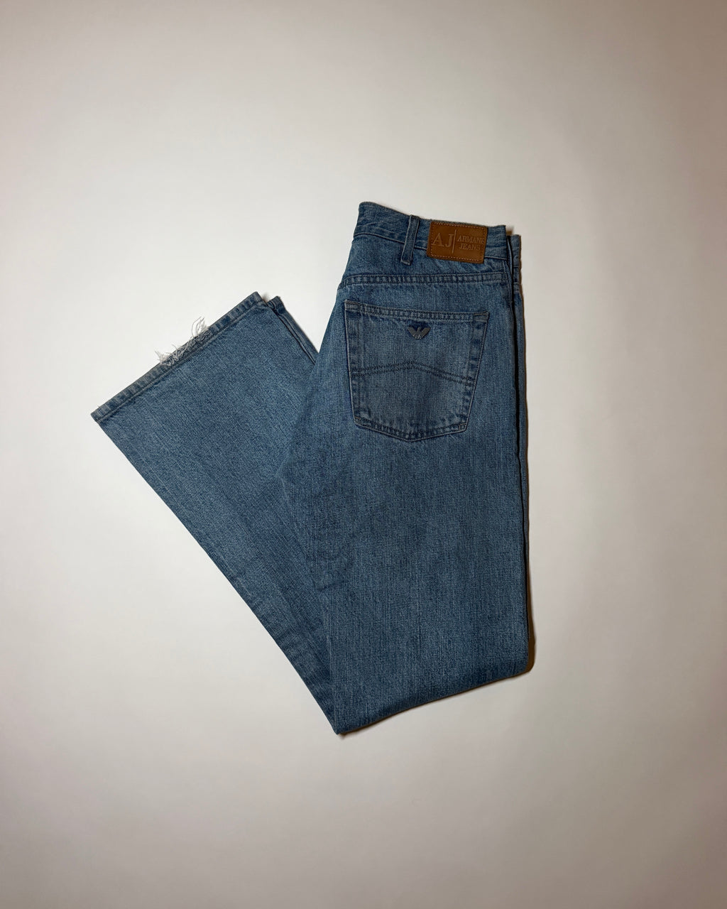 armani jeans blue light wash boot-cut jeans