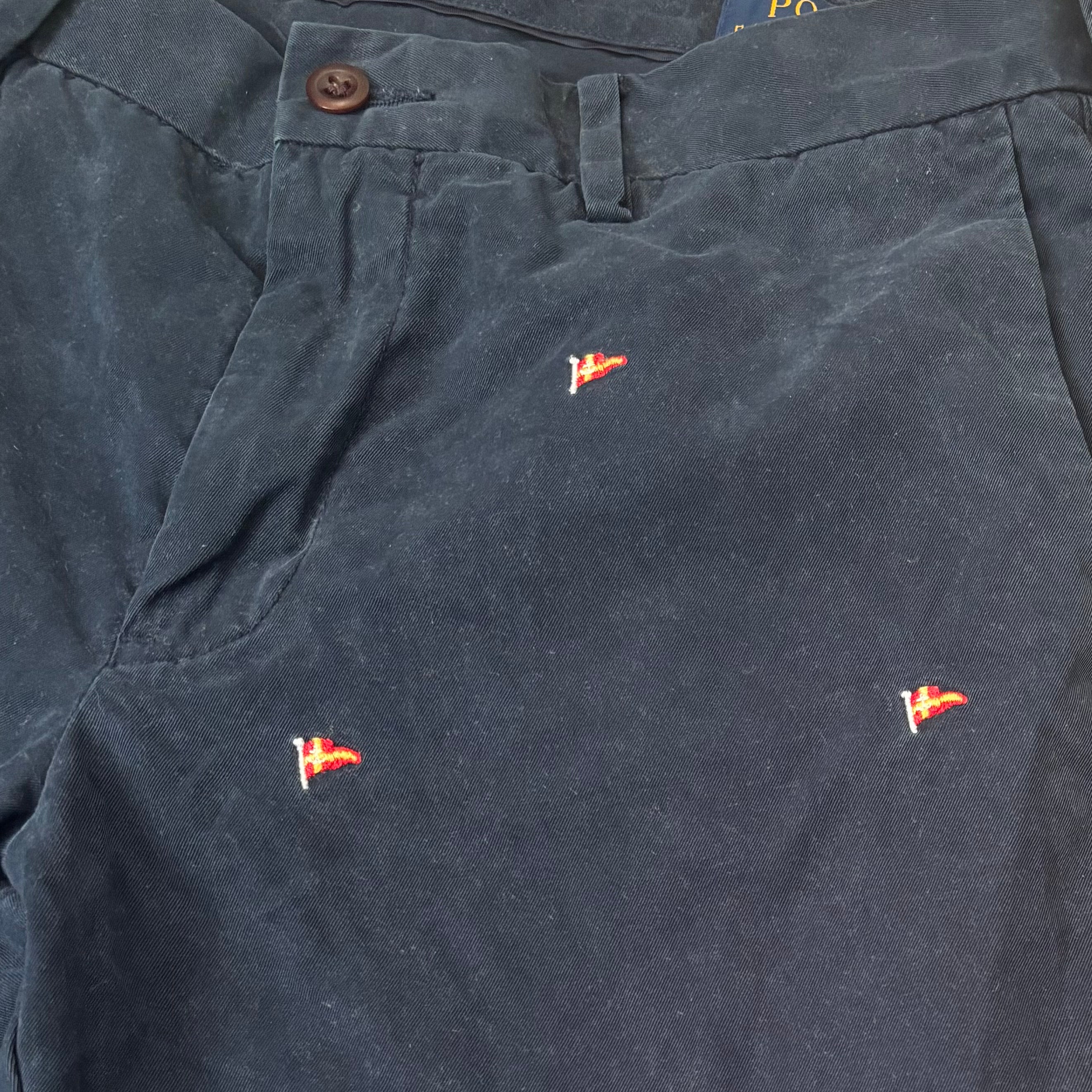 ralph lauren navy, scanian cross flag embroidered trousers