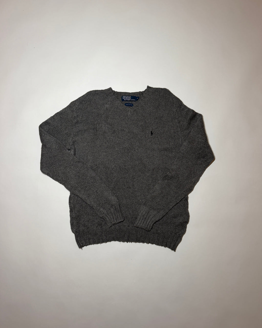 ralph lauren grey soft-v-neck knit jumper
