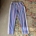 tom's trunks pink, white and blue trousers