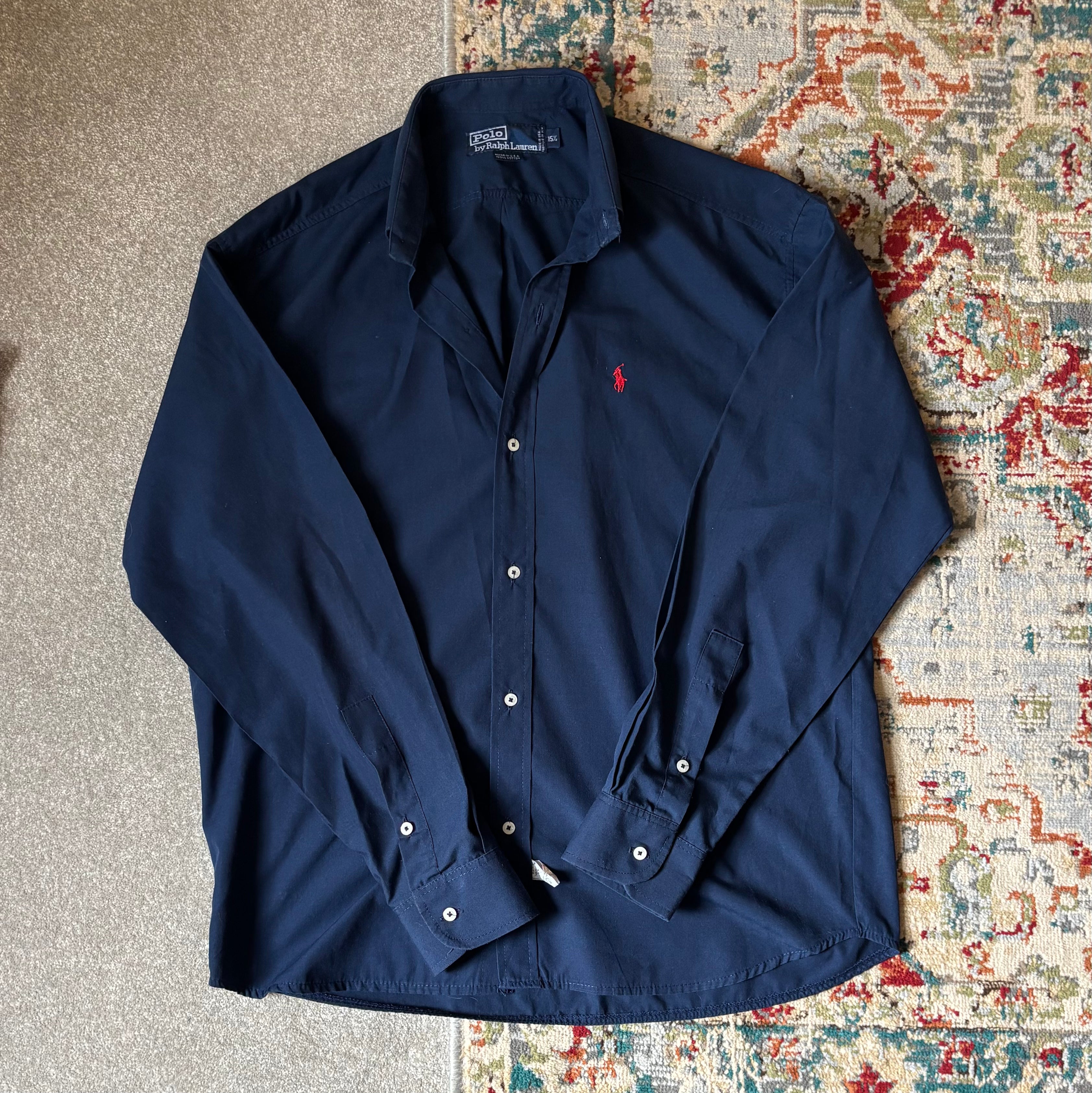 ralph lauren navy blue oxford shirt