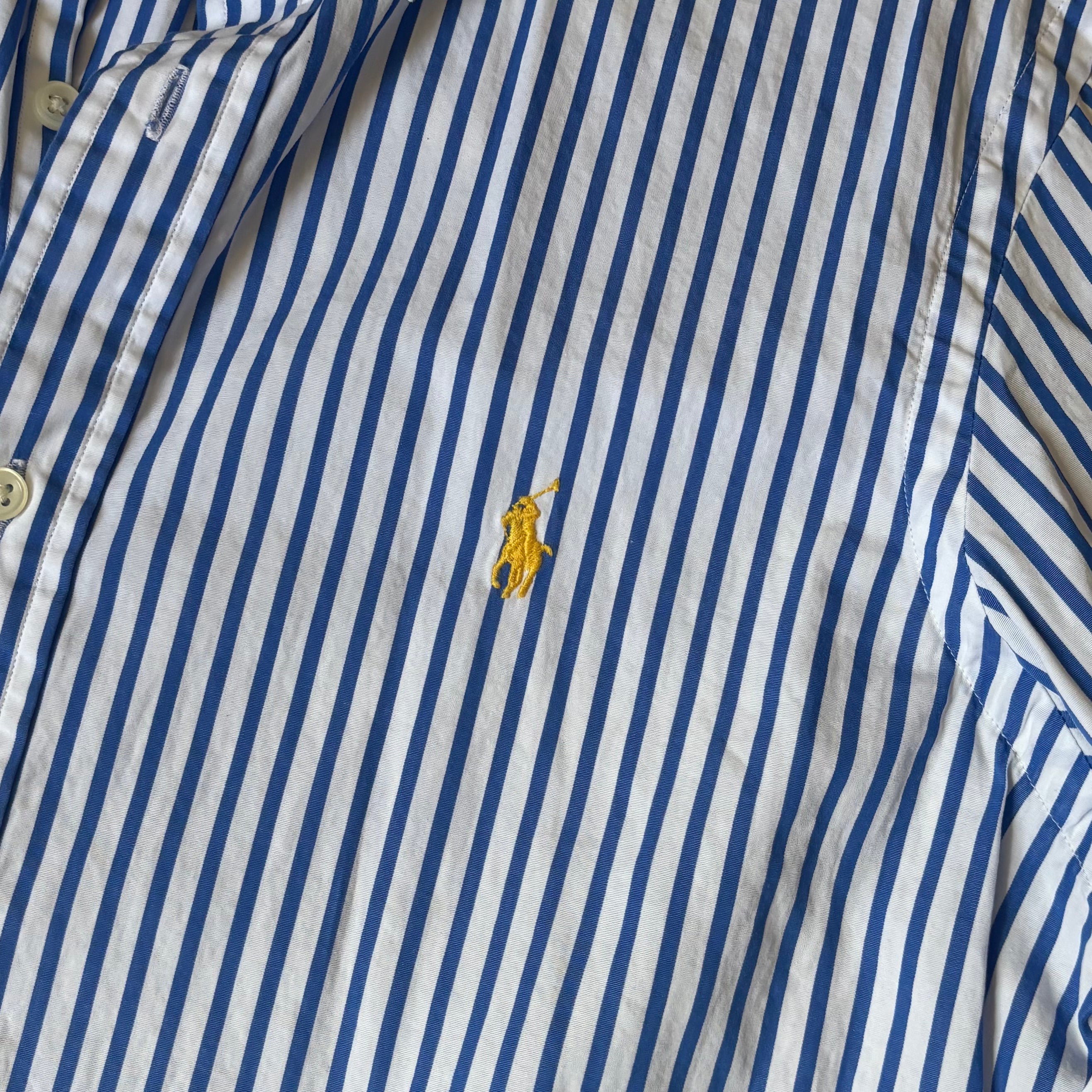 ralph lauren blue and white stripey oxford shirt