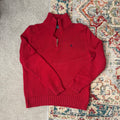 ralph lauren red wool quarter-zip