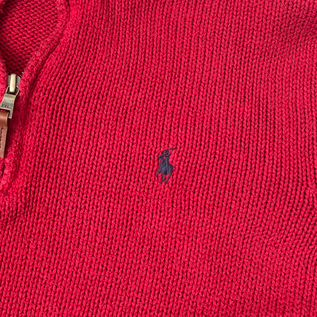 ralph lauren red wool quarter-zip