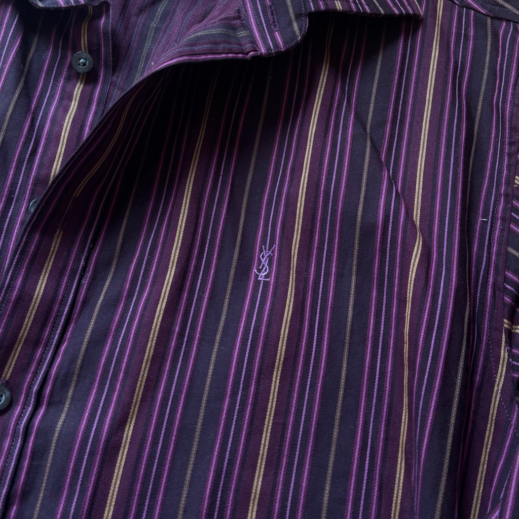 yves saint laurent purple stripey shirt