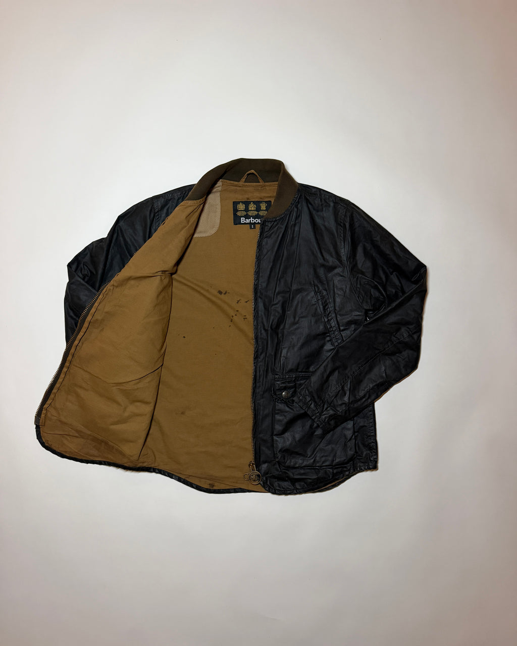 barbour green wax cotton bomber jacket