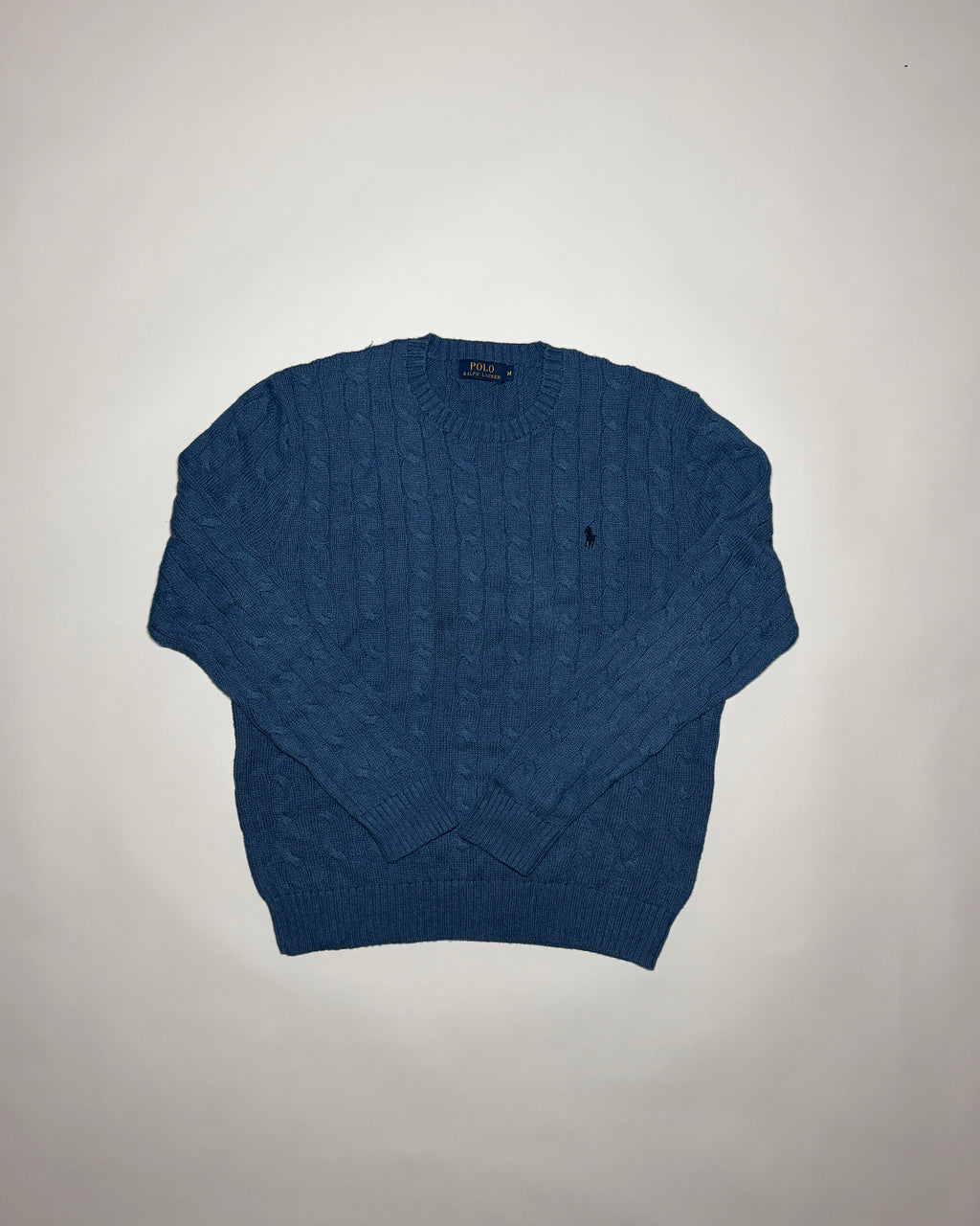 ralph lauren light blue cable-knit jumper