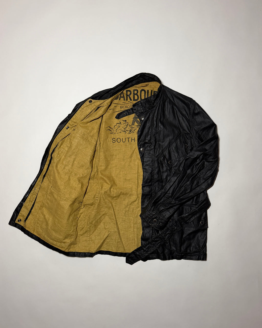 barbour black international beacon jacket
