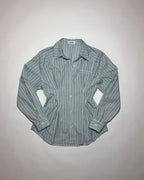 sister jane ghospell green and light blue button down shirt