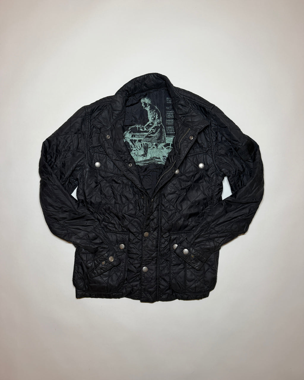 barbour black quilted international jacket "75th anniversary"
