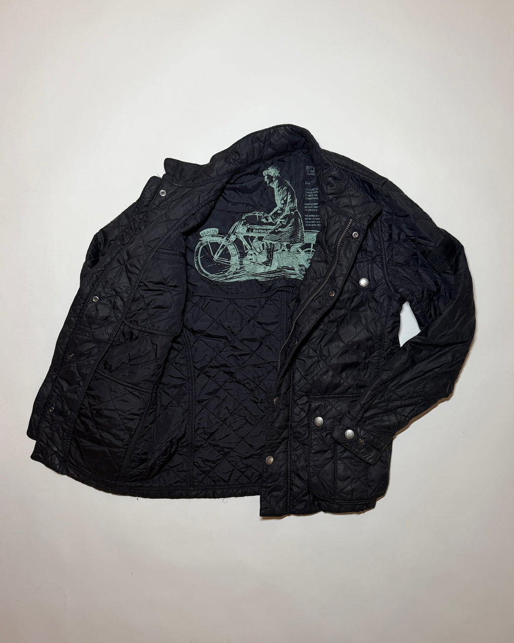 barbour black quilted international jacket "75th anniversary"