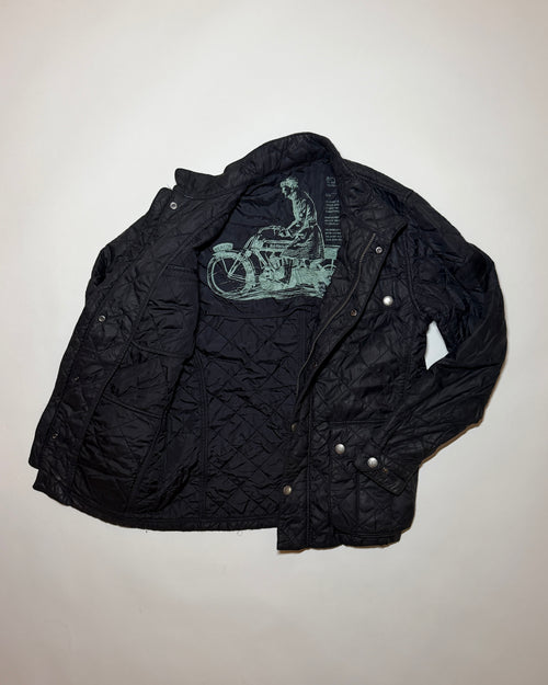 barbour black quilted international jacket "75th anniversary"