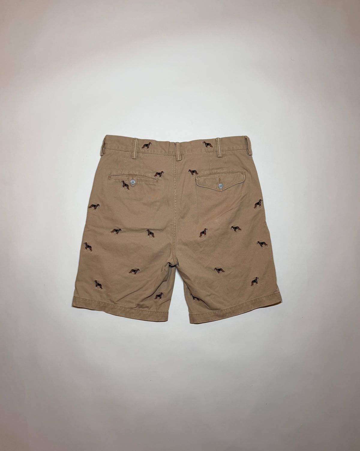 ralph lauren sand beagle embroidered shorts