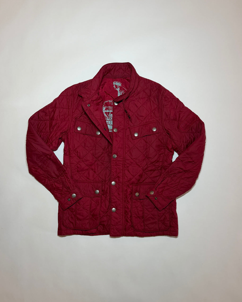 barbour red quilted international jacket "75th anniversary"