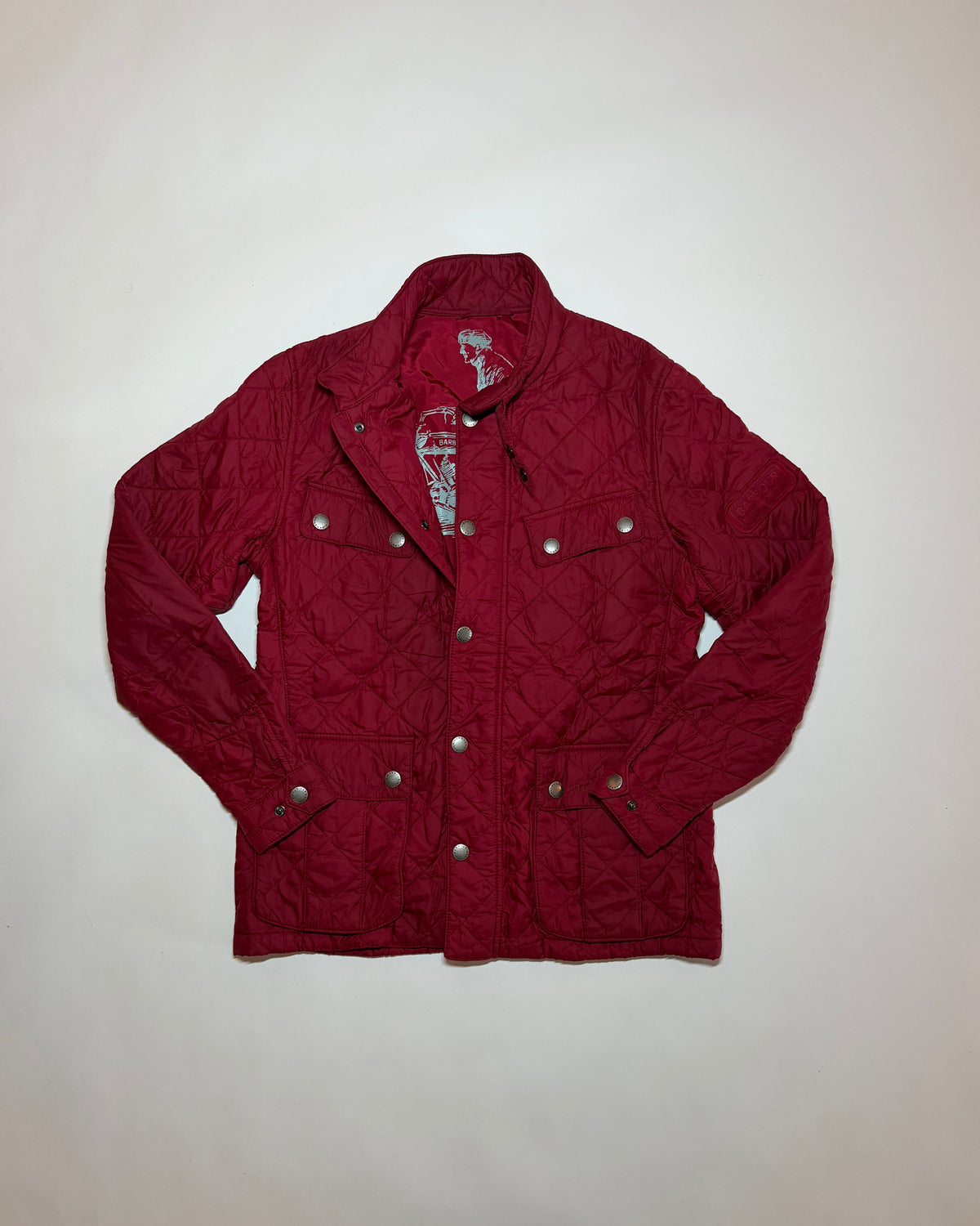 barbour red quilted international jacket "75th anniversary"