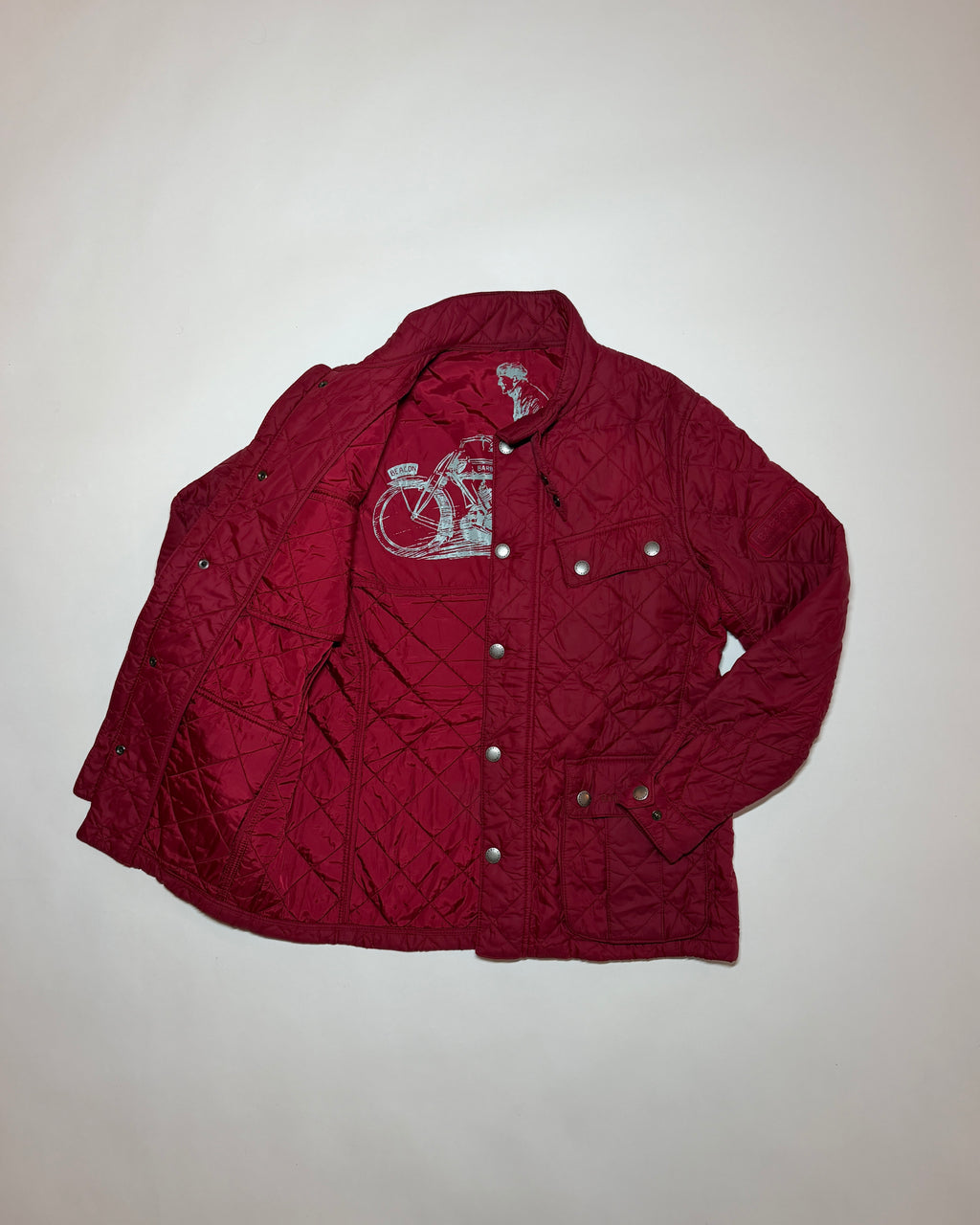 barbour red quilted international jacket "75th anniversary"
