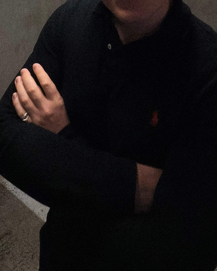 ralph lauren black long sleeved polo